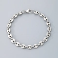 Polished silver stainless steel pig nose chain bracelet with classic lobster clasp design - Steel Color 7mm Bracelet