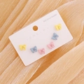 Detailed close-up of colorful bow stud earrings with hypoallergenic S925 silver needles - 3 Pairs Morandi Color Bowknot Stud Earrings Set (5#)