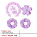 Puffy sponge headband set with wristbands and flower clip in lavender purple color - 3-flower Six-piece Set (purple Series)