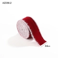 Deep red velvet Christmas ribbon with white fuzzy edges, 3.6cm width holiday craft tape - 3.6CM Wine Red Velvet Ribbon With White Fur Edge / 2M/Roll