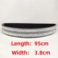 Elastischer Strassgürtel für Damen mit schwarzem Band und V-förmigem Kristallmuster - Stil F Lang 95cm