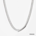 Silver stainless steel snake bone necklace featuring a rectangle cubic zirconia pendant - Silver Necklace with White Stone (PDD303)