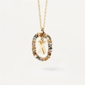 Gold letter X pendant necklace with colorful cubic zirconia and a dainty chain - Gold X