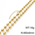 Minimalist golden hollow bead titanium steel chain necklace 460x6mm size - 460*6mm / Gold