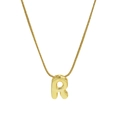 Golden snake chain necklace featuring a 3D bubble style letter R pendant for women - Necklace - Letter R