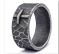 Vintage wide silver ring with hammered texture and embossed cross for men and women - US 7 / Style 12 (Hammered Cross Pattern)