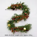 1.8m Christmas Norfolk garland with pine cones, LED lights and ornaments for decor - Decorated Style With Lights