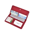 Cartera RFID roja para mujer con múltiples ranuras para tarjetas y ventana de ID - Rojo