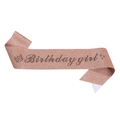 Rose gold glitter birthday girl sash with black rhinestone lettering and crown detail - Birthday Girl / Rose Gold Glitter