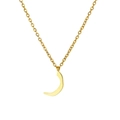 Polished gold stainless steel necklace with Arabic letter r shaped crescent pendant - Arabic Letter 17