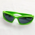 Neon green futuristic sports sunglasses with wraparound black lenses for outdoor cycling - Grass Green