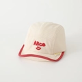 Cappellino neonato a 5 pannelli crema con ricamo Nice rosso e visiera morbida baby - Nice Sorriso / Bianco Sporco