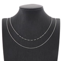 Elegant double-layered silver stainless steel O-chain necklace on a black mannequin - Silver Simple Double Layer (KN201896-Z)