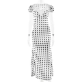 Abito lungo bianco a pois con scollatura in pizzo e maniche a sbuffo eleganti - S / Bianco Sporco a Pois