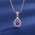 Elegant rose gold teardrop pendant necklace featuring a purple stone and white diamonds - 3-carat Champagne Gold Amethyst Diamond Necklace Xl-52 [with A Starry Chain]