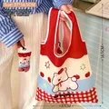 Foldable red cartoon puppy shopping bag with portable hook and high-capacity eco-friendly design - Red Apple Westie