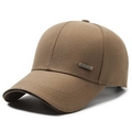 Gorra de béisbol clásica caqui para hombre con placa metálica y bordado de moda - Ajustable / Caqui