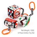 Three-piece infant sensory fabric toys with numbers and high-contrast black white red patterns - Sensory Stuffed Ball Set