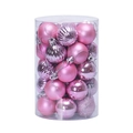 34-piece pink Christmas ball set with glitter and matte finishes in 4cm size - Pink