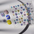 Stickers nail art 5D avec cœurs motif vache, tulipes et motifs de papillons - Style Coeur Tulipe (FEB-702)