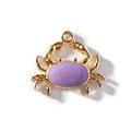 Ciondolo a forma di granchio dorato con smalto viola per collane e bracciali - Viola