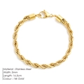 5mm wide 14k gold plated stainless steel twist chain bracelet for women 16.5cm length - Gold Color (5MM-16.5CM)