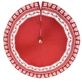 Gonna per albero di Natale rossa lavorata a maglia da 48 pollici con fiocchi e renne - Rosso