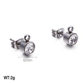 Orecchini a perno da 6 mm in acciaio inox argento con cristallo trasparente e asola - Stile Pietra Bianca(KLJ551-Z)