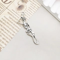 Gothic retro silver skull pendant accessory for Halloween necklace DIY making - Hanging Skeleton (12x42mm)