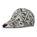 Casquette de baseball streetwear avec imprimé billets de banque sur coton sergé crème - Réglable / Dollar Blanc & Vert