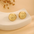 Minimalist gold round stud earrings with hammered metal texture for a vintage aesthetic - E6204-6-Hammered Round