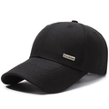 Minimalistische schwarze Baumwoll-Baseballkappe für Herren mit silbernem Fashion-Logo - Verstellbar / Schwarz