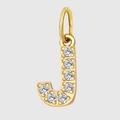 Minimalist gold-plated letter J pendant with micro-paved sparkling zircon stones - Letter J