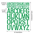 Detail view of green vinyl letter stickers showing 1 inch and 2 inch size measurements - 22*27.5cm / Dark Green