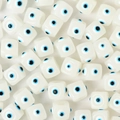 White square resin evil eye beads for DIY bracelets and jewelry making crafts - White