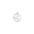 Polished silver stainless steel hollow flower charm pendant for DIY jewelry making - Geometric Circle / Silver