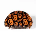 Pinza per capelli in resina nera con motivi a zucca arancione per Halloween - Zucca Jack-o'-lantern