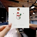 Cute enamel snowman brooch with red hat and green broom on white display card - 138*Winter Snowman with Scarf Pin