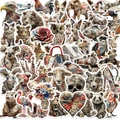 Vintage collage animal and vehicle stickers featuring eagle, tiger, and retro art textures - Newspaper Animals (OPQ286) / 50 Sheets