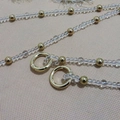 Beaded bag strap with clear acrylic crystals and gold metallic beads and rings - Gold Clasp Clear Gold Bead