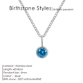 Detailansicht der silbernen Edelstahlkette mit 8x8mm blauem Aquamarin-Geburtsstein - Dezember Seeblau - Silber