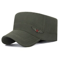 Berretto cadet verde militare in tela di cotone con ricamo a stella rossa laterale - Regolabile / Verde Militare
