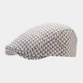 Close-up of British retro ivy cap with brown and white geometric triangle patterns - M (56-58cm) / Gray