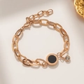 Bracciale in oro rosa 18K con numeri romani e zircone su una catena a maglie spesse - Oro rosa