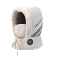 Winter warm hooded face mask and neck gaiter in beige with plush faux fur lining - Beige