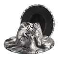 Detailed view of two street style fedoras with black and white graffiti text print - M(56-58cm) / Gray