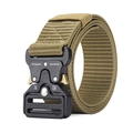 Khaki tactical nylon belt with 12kN-24kN quick release cobra buckle for outdoor use - 125cm / Khaki (Green Release)