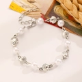 Bracciale a più strati di cristallo bohémien con conchiglie e perle bianche - Conchiglia Bianca Argento Antico (26 Argento Antico WG0025)