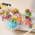 Set of six colorful mini square PU artificial fruit mousse cakes for decoration - 6-Piece Set / Square Bread - Set of 6