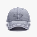 Casquette de baseball en jean bleu délavé avec broderie Sensenily et bord effiloché - Bleu